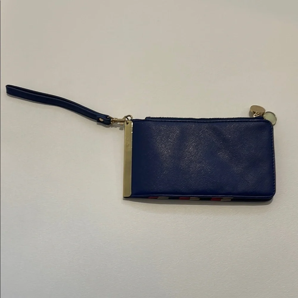 Mark. Blue Wristlet Wallet with Gold Accents